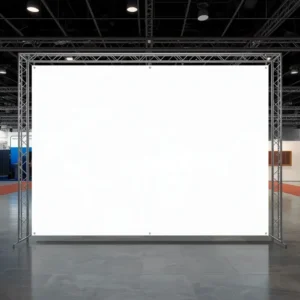 trade show booth backdrop display made of tension fabric on an aluminum frame