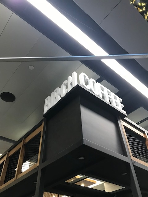 birch coffee dimensional lettering